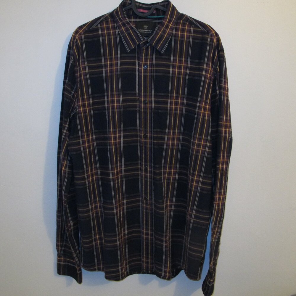 Mens XL Scotch & Soda Purple, Navy and Gold Collard Button Down, Great Condition